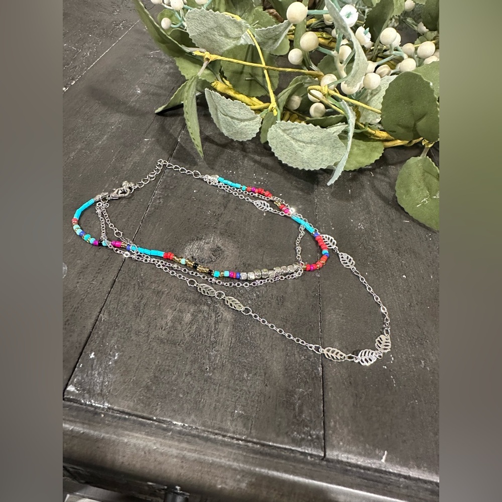 🔴Colorful Beaded Anklet with Silver Accents - Picture 2 of 2